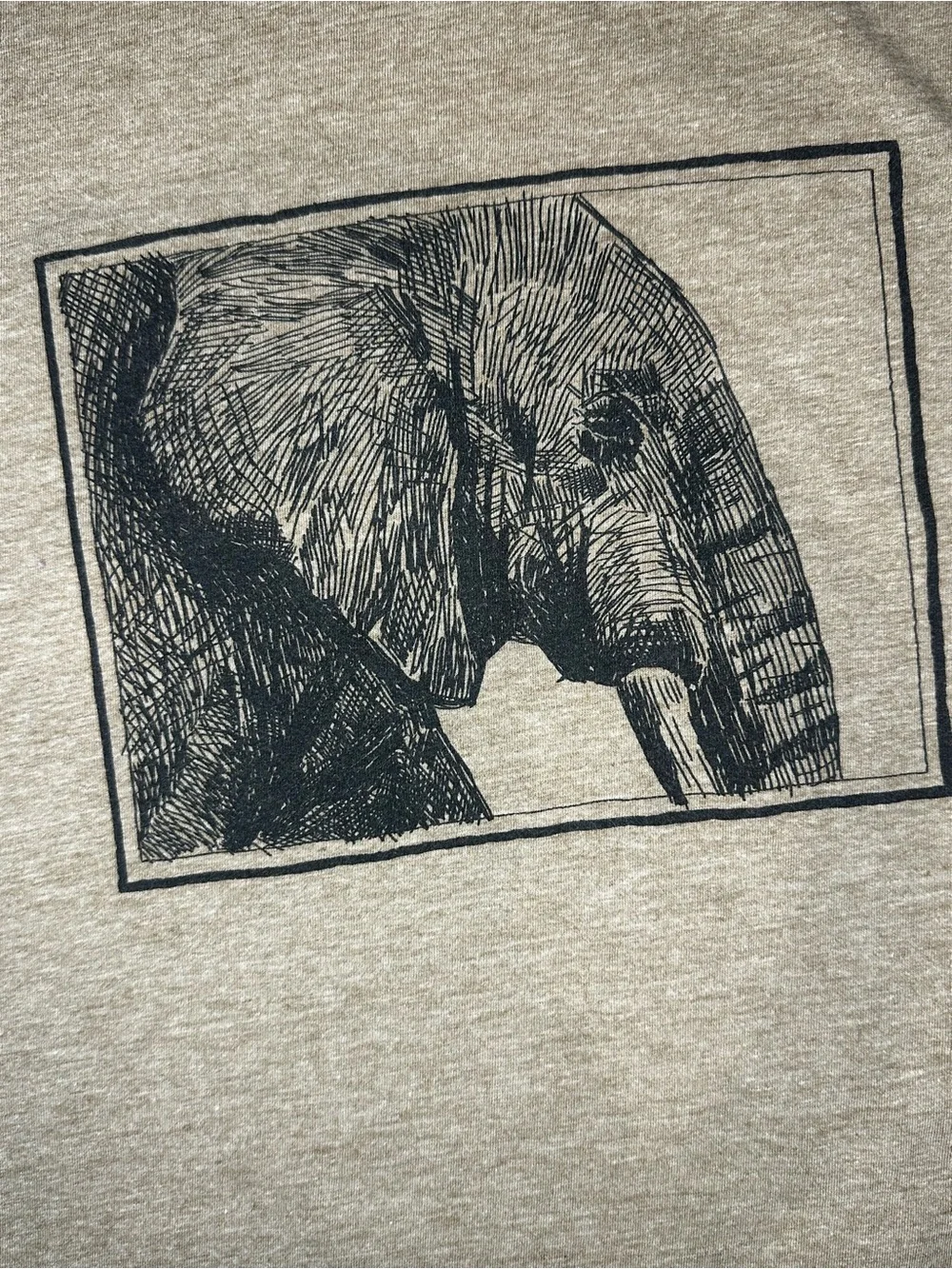 Banana Republic Elephant Graphic T Shirt Mens Small Khaki Scribble Sketch Tee